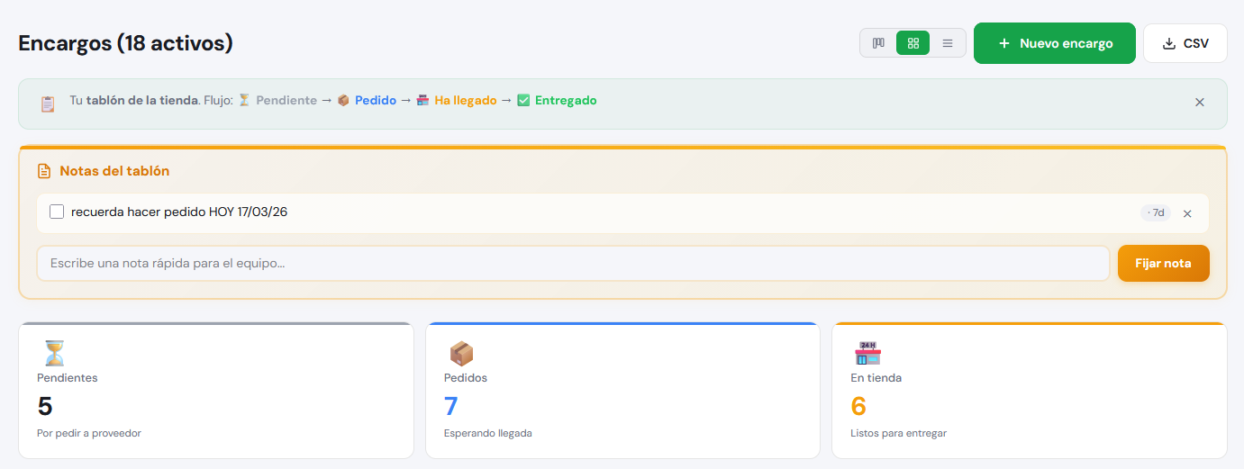 Encargos de clientes