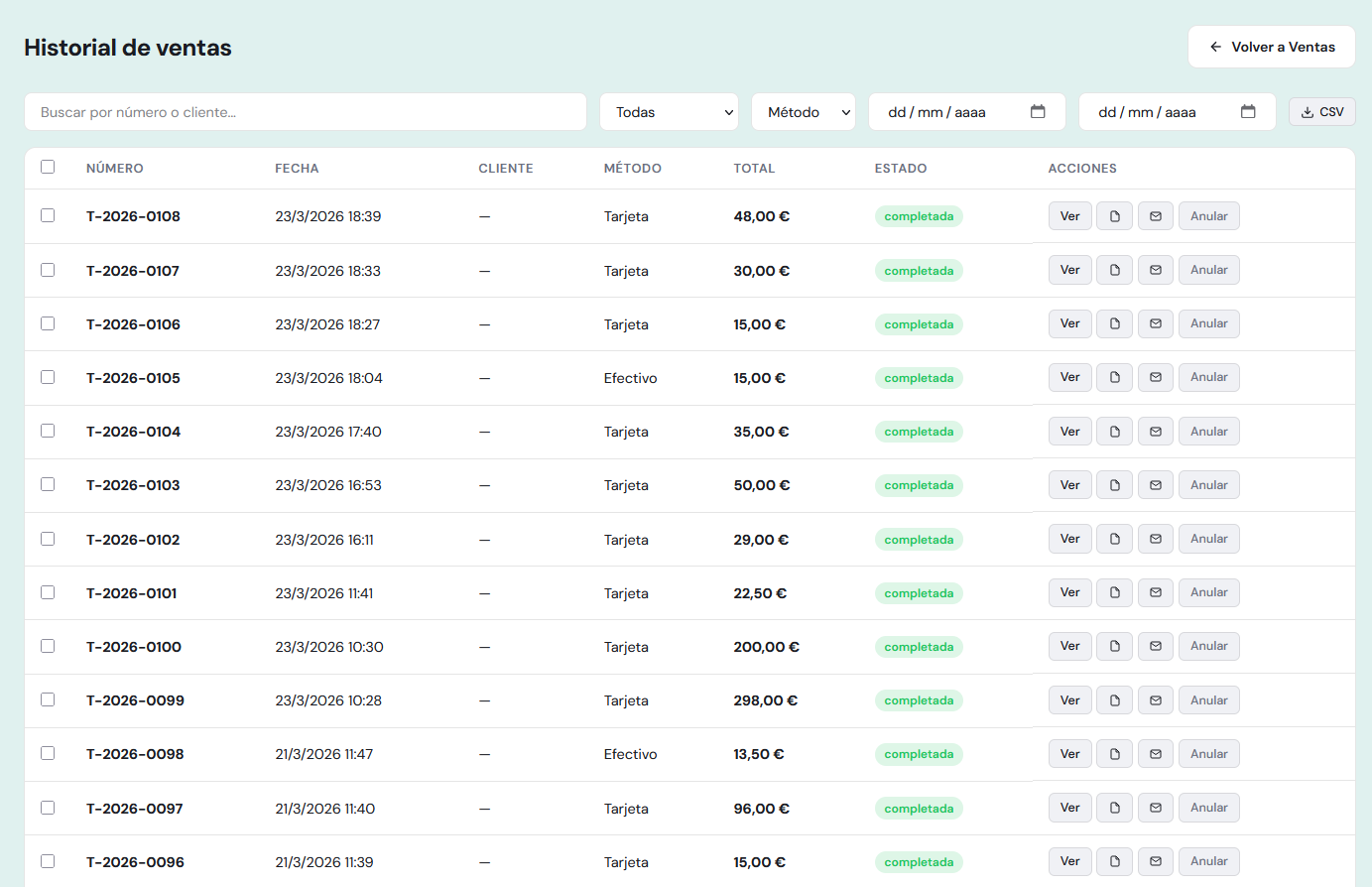 Historial de ventas con VeriFactu para grow shop