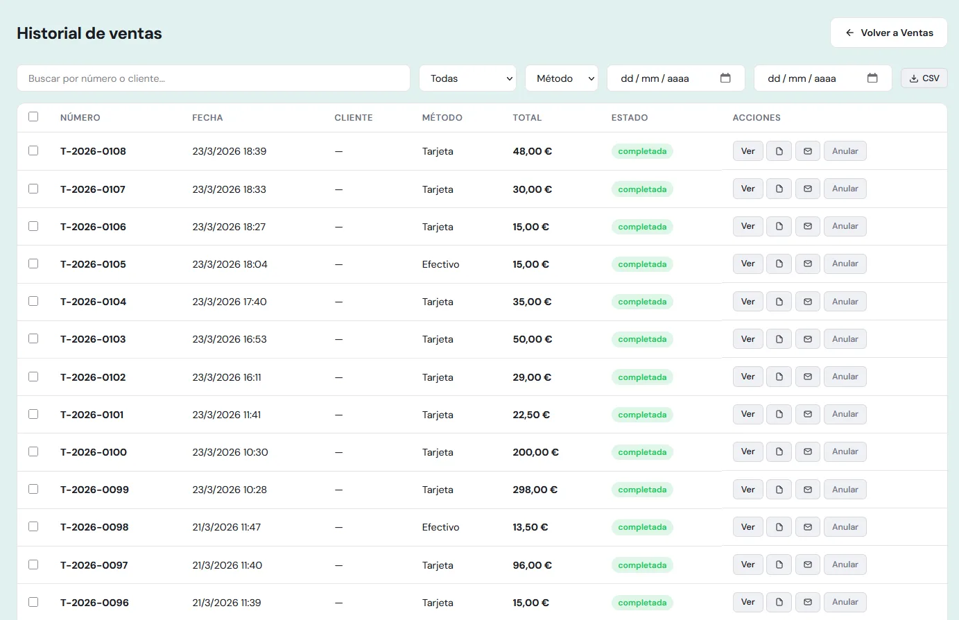 Historial de ventas con VeriFactu para grow shop